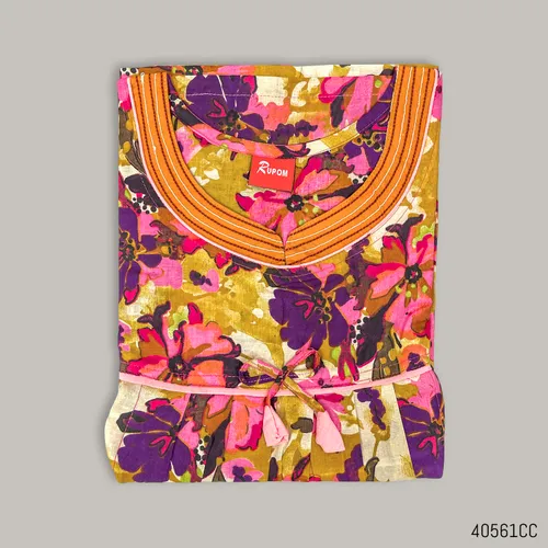 Floral Cotton Printed Mothercare Maternity Maxi Dress - Free Size