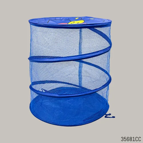 Mesh Laundry Basket with Top Zipper Closure Diam 13.5 x Height 17 inch